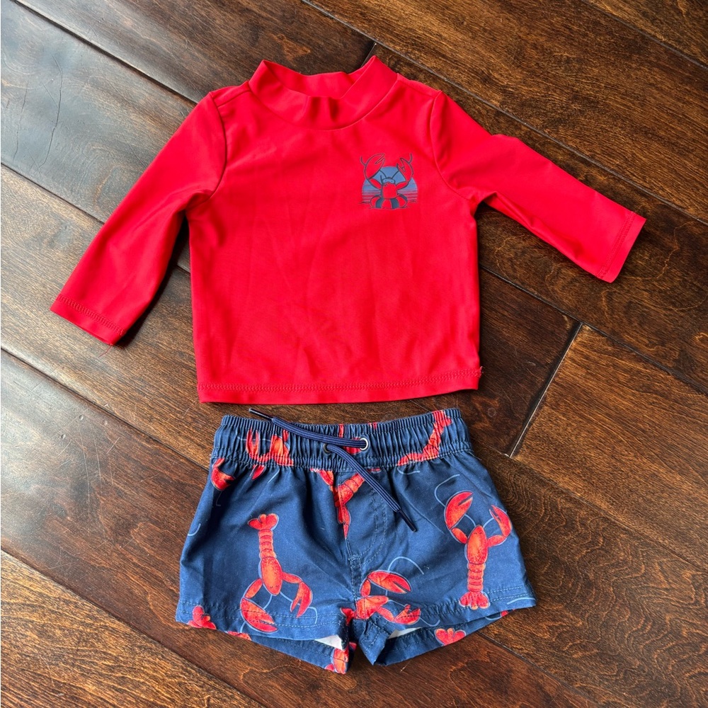 Carter's Red and Blue Rashguard Swim Set
